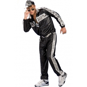 Rap Costume Idol Black Tracksuit - Mens 80s Costumes
